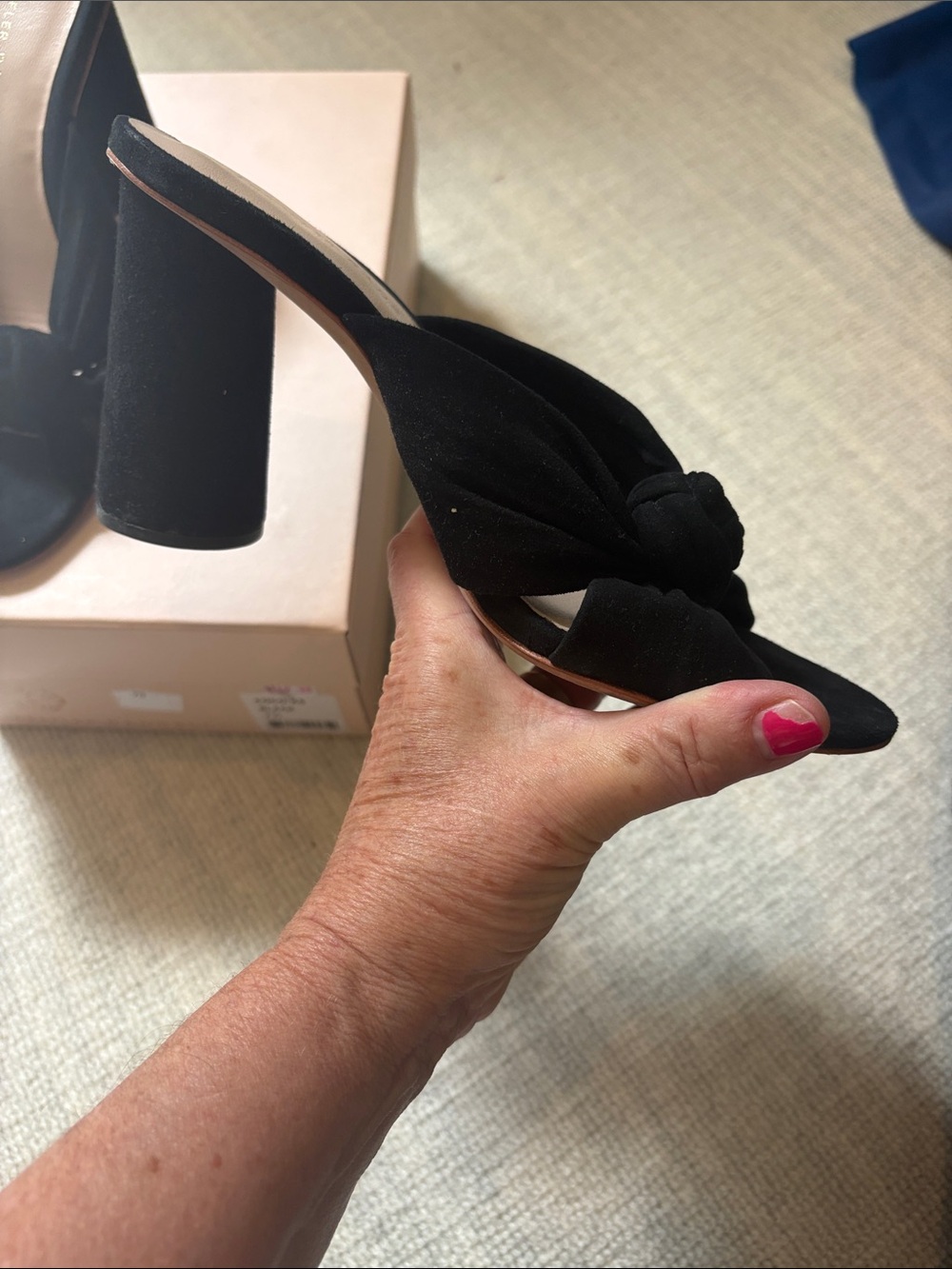 Loeffler Randall Black Knotted Open-Toe Mules. Black Suede. - Picture 7 of 7